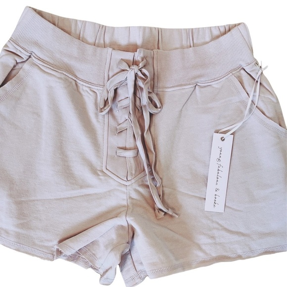 YOUNG FABULOUS & BROKE NWT Payton Lace Up Shorts Size Medium in Grey Iris - Picture 10 of 12